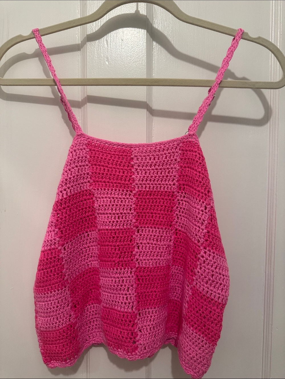 Pink crochet tank top